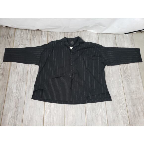 NWT Spirithouse Black Striped Button Down Top Size M Polyester Blend Long Sleeve - Picture 6 of 10